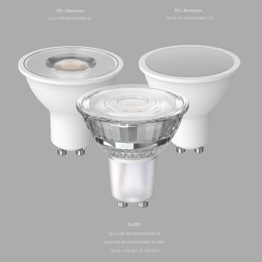 TRAXON LUXPOINT Bombilla LED GU10 Regulable, 4.7W (Equiv. 50W), 450lm, DIM TO COZY 2200-2700K, Ángulo 100°, Luz Cálida Ajustable, CRI Alto (4.7W Pack 20 und)