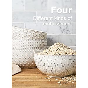 LE TAUCI Cereal bowls 26 oz Ceramic Soup Bowl for Kitchen Embossment Stoneware Bowl for Pho Chip Fruits Salad Noodle Ramen Suit For Housewarming 6 Inch Set of 4 Arctic white