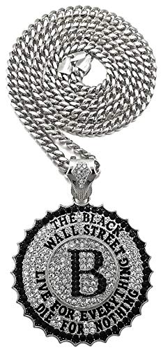 GWOOD Black Wall Street Pendant Necklace with Crystal Rhinestones
