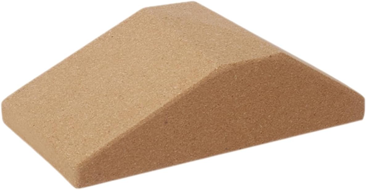 Outanaya Cork Yoga Block with Textured Surface for Anti-skid Calf Stretch and Fitness, Khaki Inclined Ramp to Promote and Enhance Workout Performance