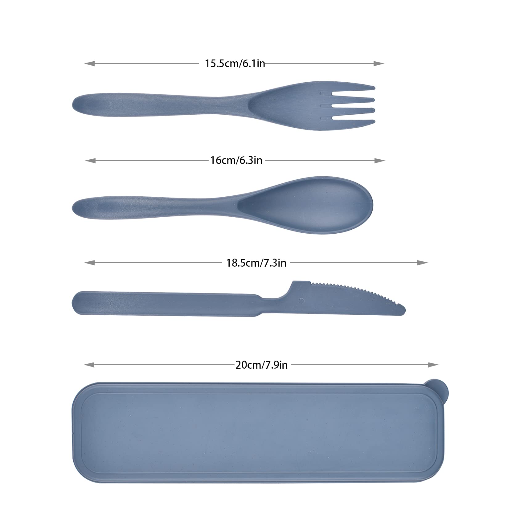 Set di posate riutilizzabili portatile, posata da viaggio, plastica rigida lavabile, adatte per scuola, picnic, ufficio, pranzo (arancione scuro