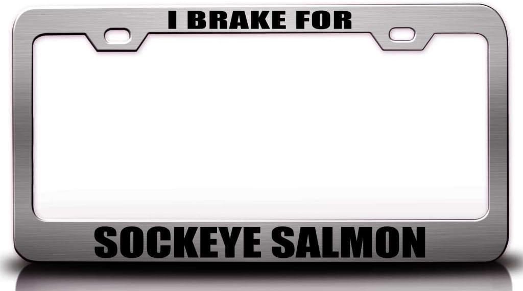 I Brake for Sockeye Salmon Food Vegetable Fruit Metal Car SUV Truck License Plate Frame Ch w79