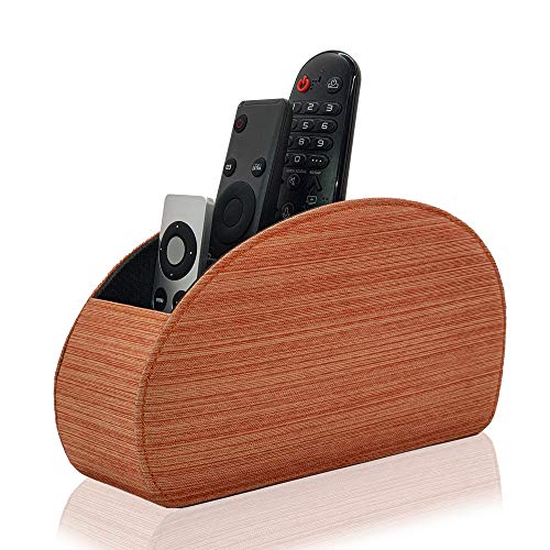 Fabric Remote Control Holder Storage Caddy and Desk Organiser 5 Compartments for TV, DVD, Blu-Ray Remotes - CEG10 Fine Fabric Pepper Red by Connected Essentials (Sunset Orange)
