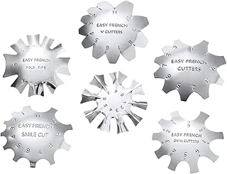 فوميز. 6 قطع قوالب معدنية لاظافر، ادوات قص اظافر فرنسية، اداة قص اظافر فرنسية، استنسل مانيكير وقص اظافر وقص اظافر وقص اظافر يمكنك تركيبه بنفسك، اداة رسم الاظافر والسكاكين، 6 قطع