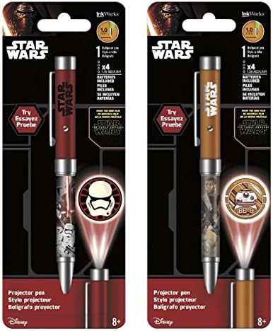 Star Wars Force Awakens Projector Pen Set (2 Pack) + BONUS Force Awakens Dog Tag
