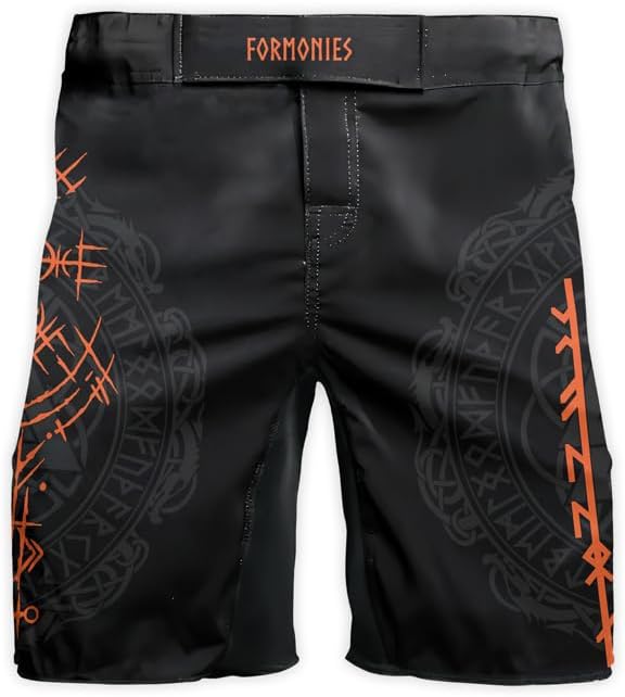 Viking Men's Fight Short MMA BJJ Training No Gi Grappling Shorts Trunks Fight Wear with Drawstring
