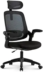 Cadeira de Escritorio Ergonômica Astra Preta com Apoio Lombar e Cabeça, Encosto Ajustável, Mesh Respirável