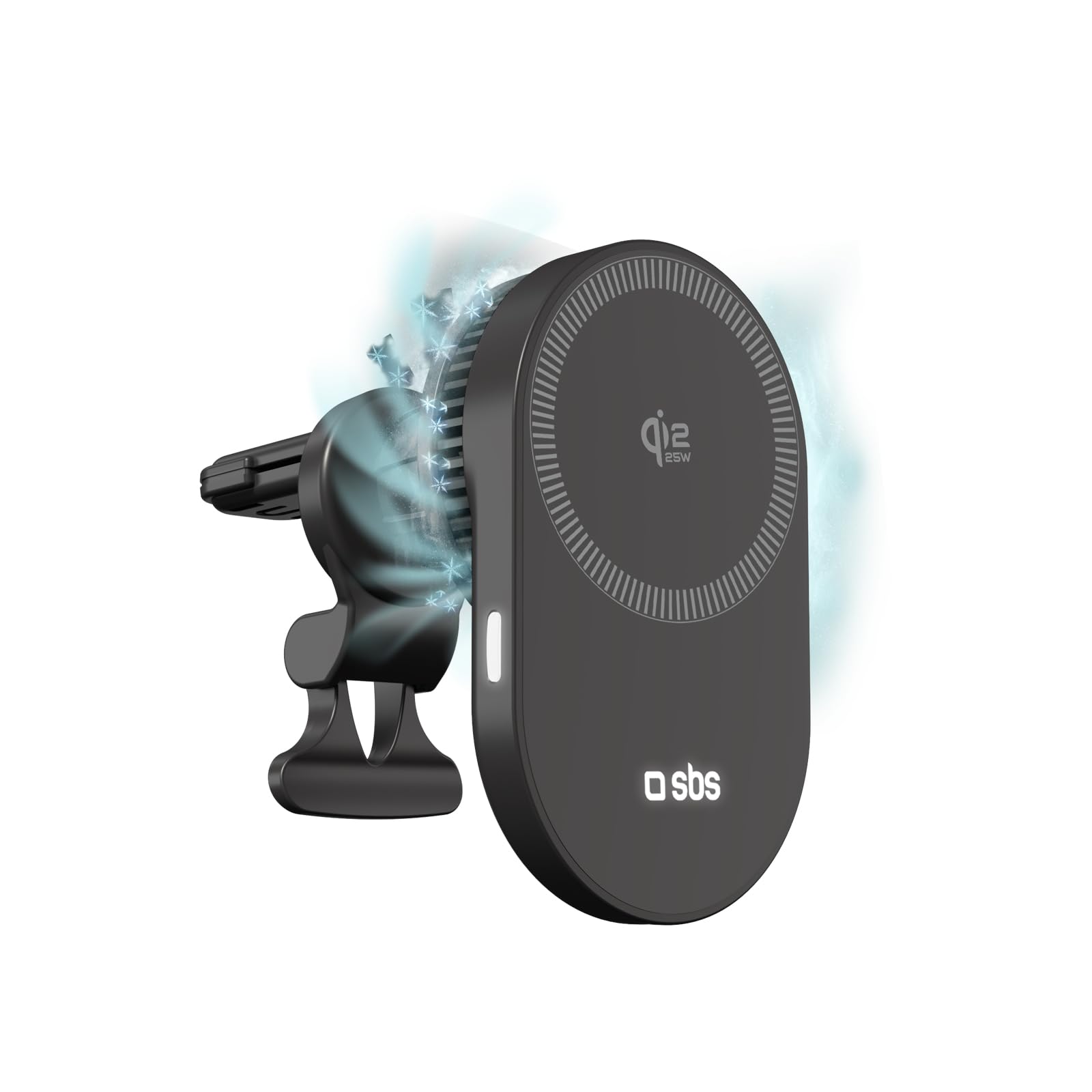 SBS Qi2 25W MagSafe Auto-Ladegerät, Magnetische Auto-Handyhalterung, Lüftungssteckplatz-Halterung, Schnellladung, USB-C-Stromversorgung, Ladegerät für iPhone, Android, Schwarz