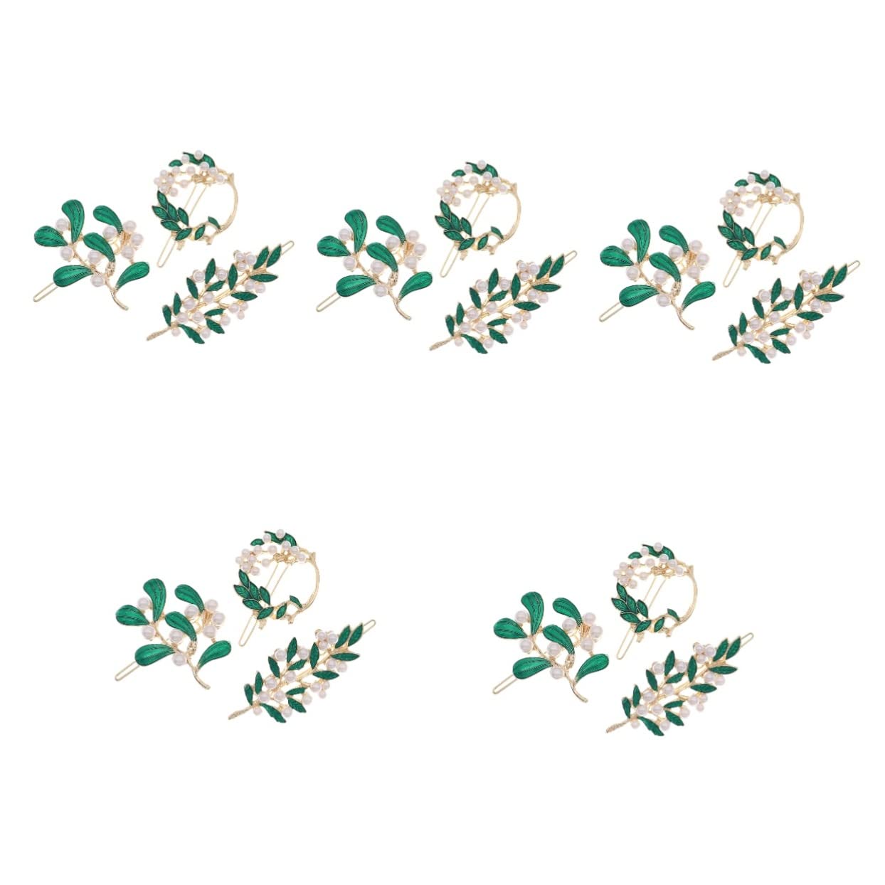 minkissy 15pezzi Fermagli Per Eleganti Con Design Foglia e Perla Di Clip Lega Per Accessori Moda Da Donna e Ragazze Per Occasioni Speciali e Uso Quotidiano