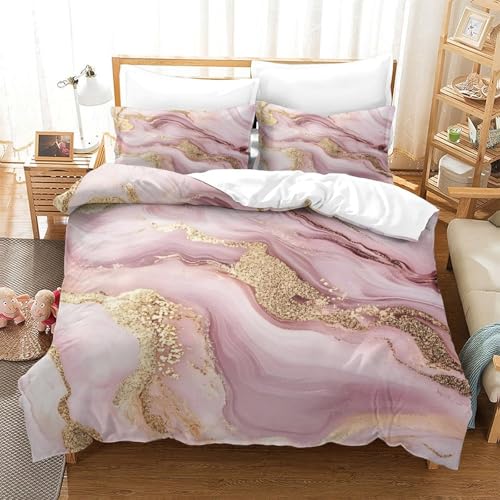 Housse de Couette Rose Marble Imprimé 3D de Qualité Supérieure Linge de Lit Abstrait