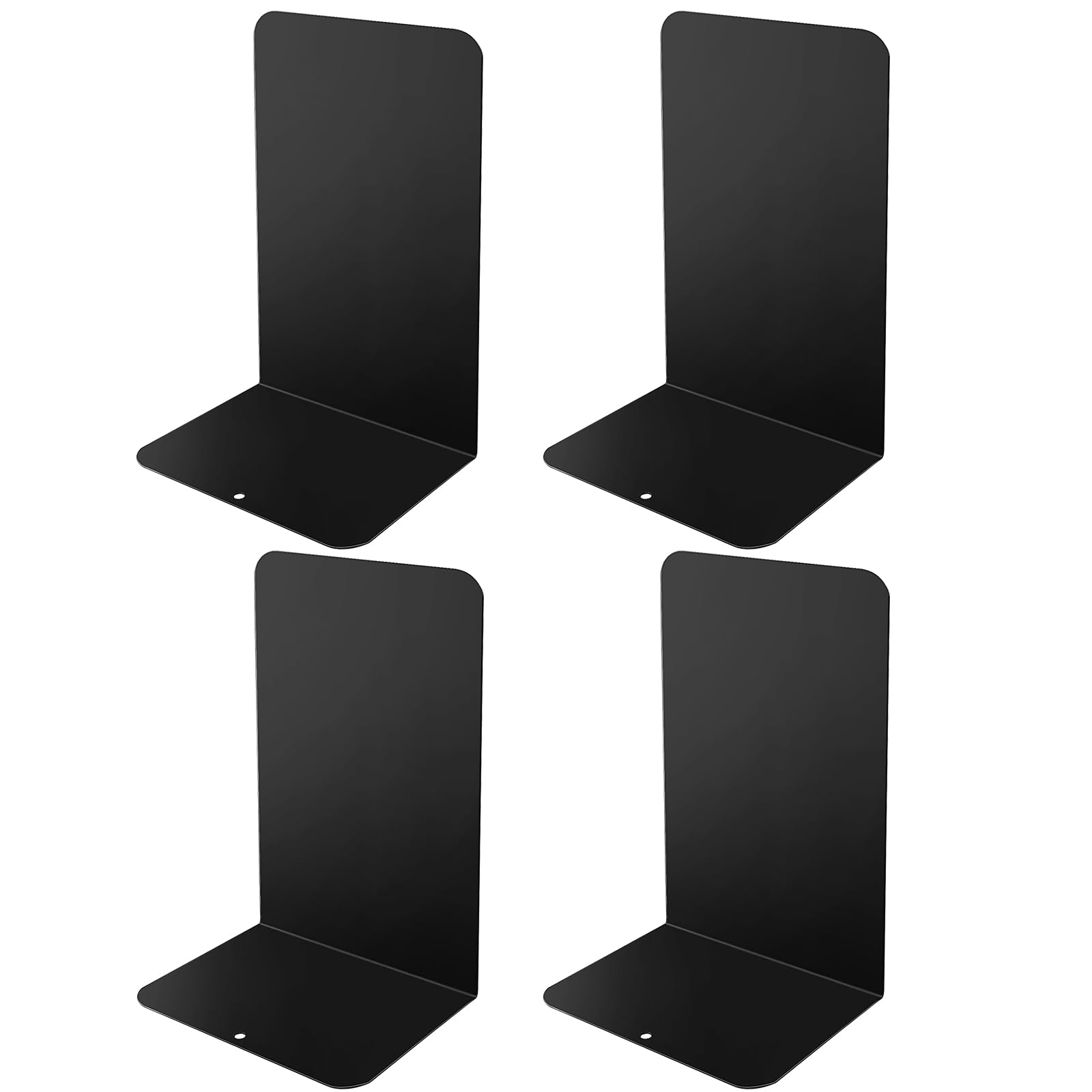 2 Pares Sujeta Libros Estanteria de Metal de Alta Resistencia - Sujeta Libros Estanteria 4 Piezas, Ideal para Oficina, Escuelas y Decoración del Hogar (Negro)