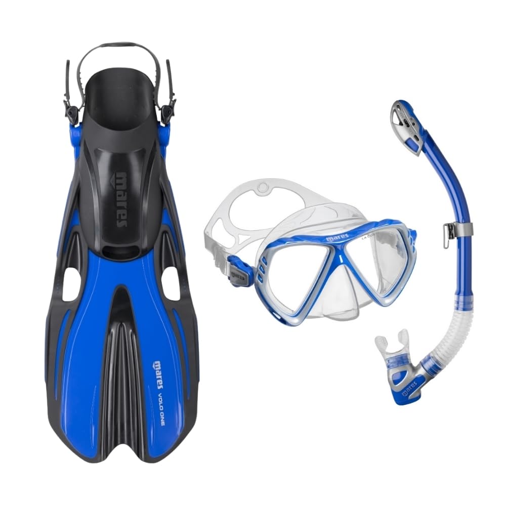 Mares Set Volo One Dry - Kit de Aletas para Adultos con tecnología OPB, Vidrio Templado, Tuba Dry Top