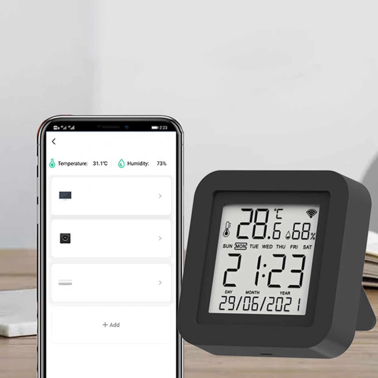 OSALADI 1 juego Termómetro Digital Higrómetro de Escritorio Medidor de Temperatura y USB Compacto para Hogar Oficina y Reptiles Alta Precisión Consumo Energético