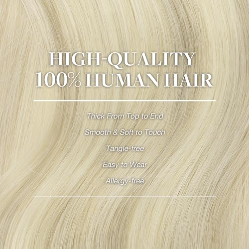 Image of GOO GOO Clip in Hair Extensions Real Human Hair, Remy Human Hair Extensions Clip ins for Women, Natural Human Hair, 14inch 150g 9Pcs, 17A /60A Ash Blonde Highlighted Platinum Blonde