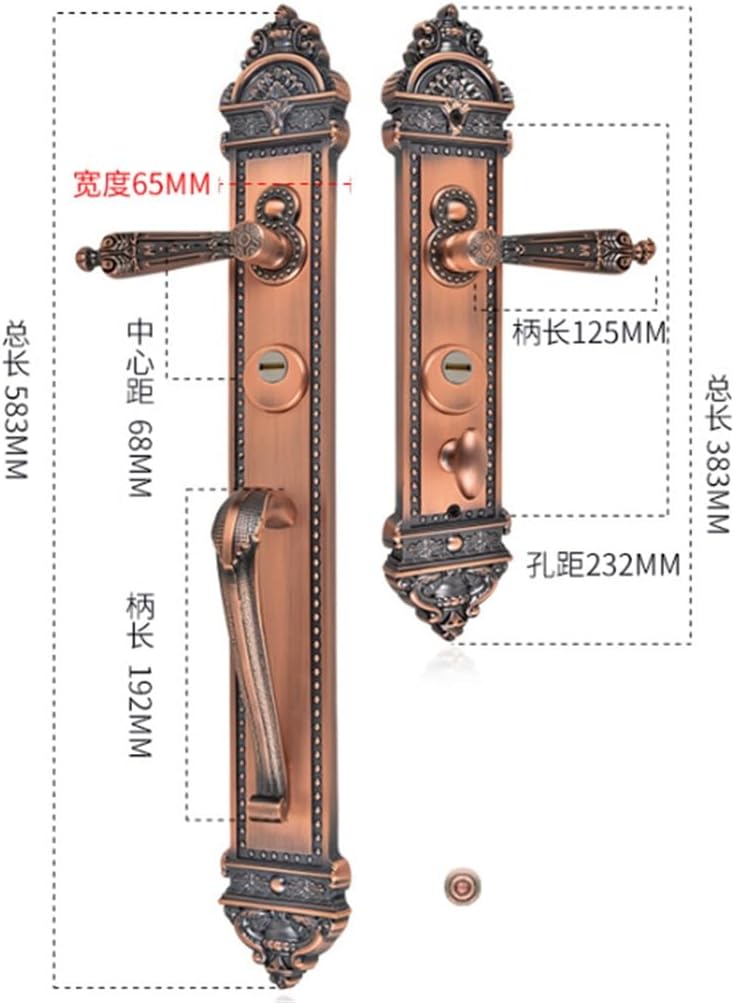 Zinc Alloy Carved Handle Lock Cylinder Solid Wood Door Anti-Theft Locks