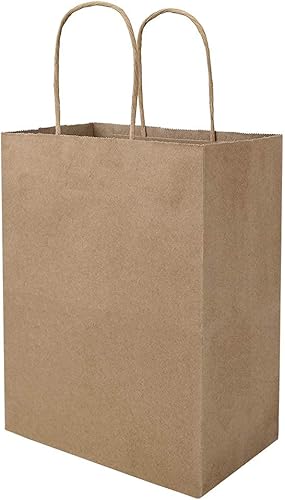 Miniatura 2 de bagmad Marrón y color cada 100 bolsas de papel medianas lisas de 8 x 4.75 x 10 pulgadas con asas a granel