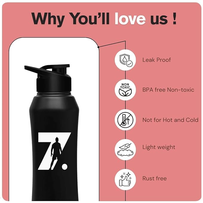 Image of CASPIAN / / / Trek Customised Stainless Steel Water Bottle 750 ML, Religious Symbol Print with Name - Spiritual Personalised Bottle for Temple, Office, Yoga & Corporate Gifting (Black)