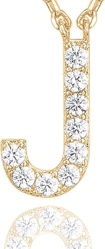 Miniatura 8 de PAVOI 14K White Gold Plated Cubic Zirconia Initial Necklace  Letter Dainty Necklaces for Women