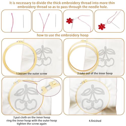 Image of BEUNITONE Abstract Animal Embroidery Kit, 6PC Modern Line Art Needlepoint Kits with Hoops, Instructions, Threads, DIY Craft for Adults Beginners, Home Decor, Hand Embroidery Patterns for Gifts