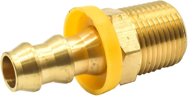 Interstate Pneumatics FL166 Easy Lock Brass Hose Fittings, Connectors, 3/8 Inch Push-Lock Barb x 3/8 Inch Male NPT End