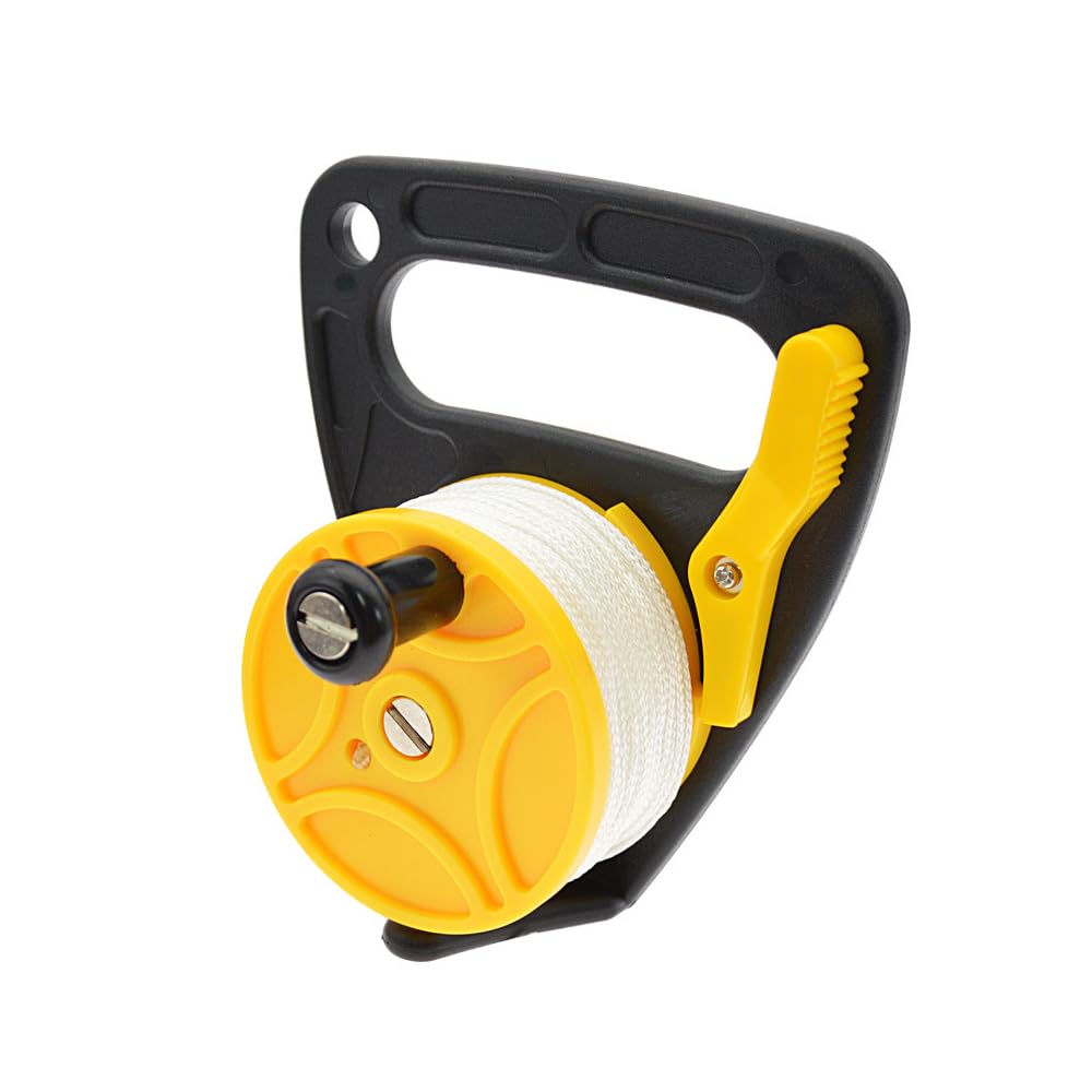 JT-HLM Scuba Dive Reel with Thumb Stopper High Visibility Line Diving Reel Finger Spool for Safety Diving Snorkeling (Yellow)