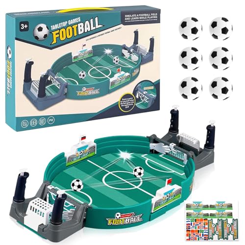Tischfussball Kinder Interaktives Tischfußballspiel mit 6 Fußbälle: Mini Tischkicker Desktop Spielzeug Tisch Fußball Kit - Geburtstag Partyspielzeug für Jungen und Mädchen