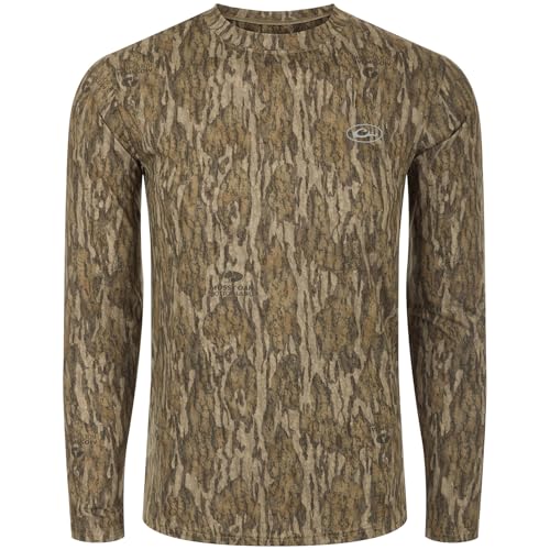 Drake Waterfowl Youth's Unisex EST Camo Performance DW1905 Outdoor UPF 50+ Stretching Lightweight Long Sleeve Crew T-Shirt