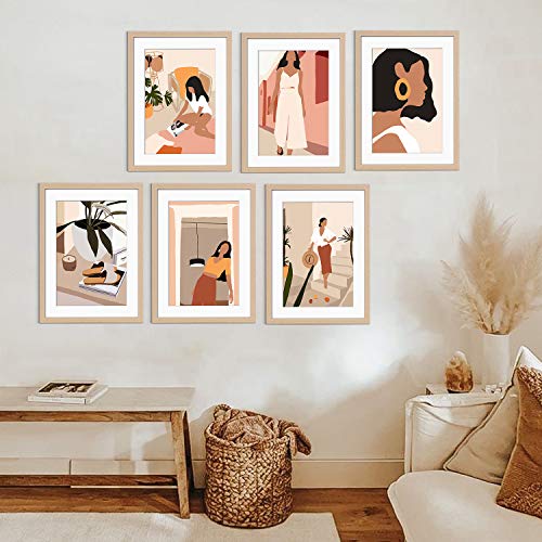 ArtbyHannah 6 Pack 12 x16 Framed Wall Art Minimalist Line Wall Art Decor Modern Abstract Woman\'s Body Shape Picture Frame Collage Set Aesthetic Art Posters Print Artwork for Home Bedroom Decoration - Thumbnail 2