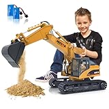 Ferngesteuerter Bagger Ferngesteuert, 1:14 Rc Bagger Metall Ferngesteuert ab 6 8 10 Jahre, 3 in 1 Raupenbagger mit Fernbedienung mit Akku und Ladegerät, Geburtstag