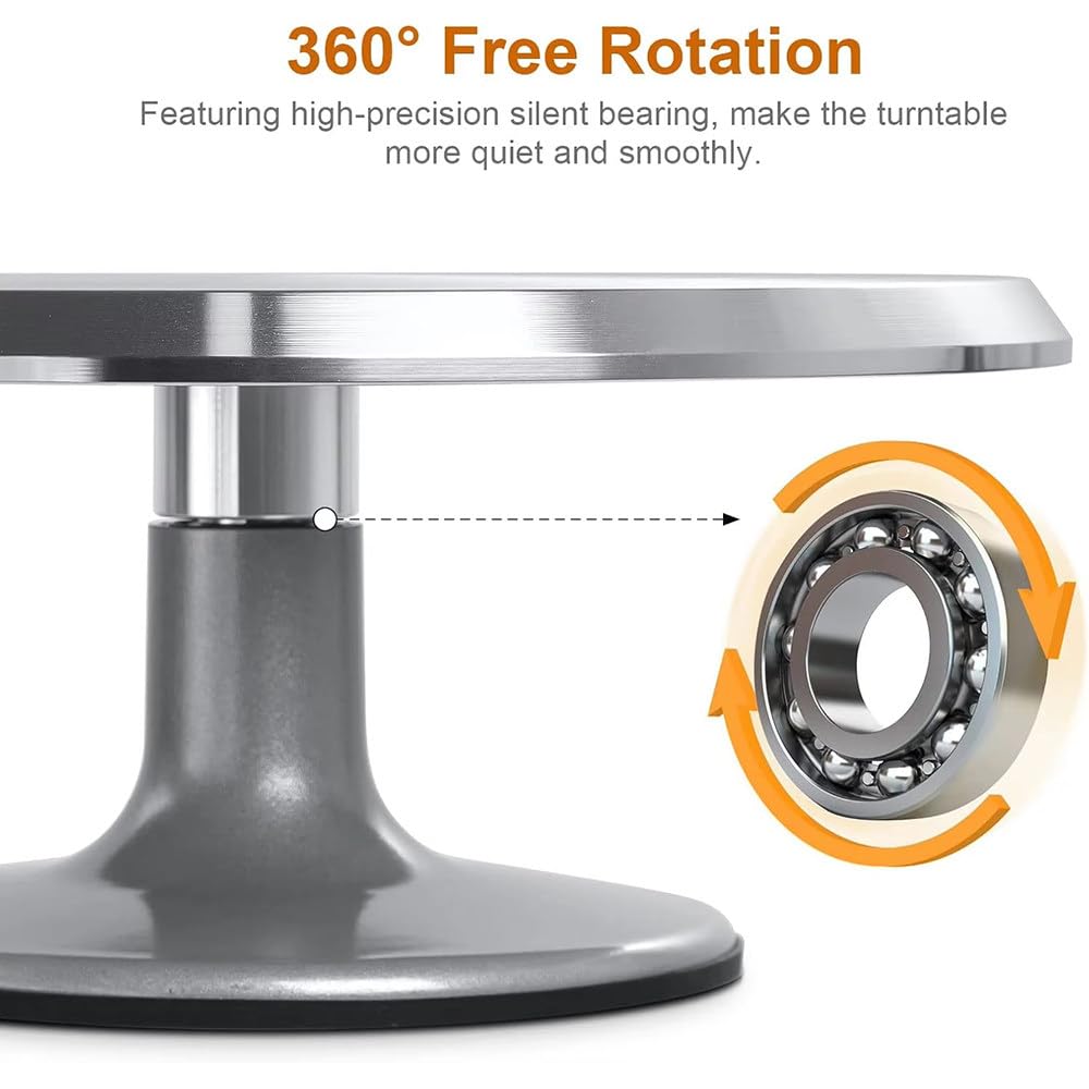 Plato Giratorio De Aluminio De 30 Cm Con Base Antideslizante, RotacióN Suave De 360°, Soporte Profesional Para ReposteríA Y DecoracióN De Pasteles De CumpleañOs, Bodas Y Uso Diario 11-pieceset