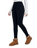 Women's Fleece Lined Leggings Thick Thermal Warm Winter Tights High Waisted Pockets Snow Pants