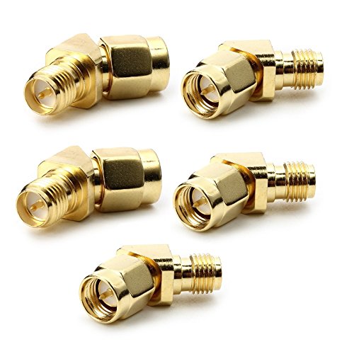 HITSAN 5 PCS 45/135 Degree SMA Male to RP-SMA Female Antenna Adpater Connector
