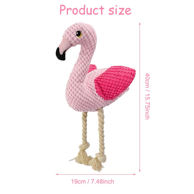 PIANG GOUER plüsch hundespielzeug,gefüllte quietschende Hundespielzeug mit weichen haltbaren stofftier für kleine mittlere große Rassen, Hunde Kuscheltier unzerstörbar（Flamingo）