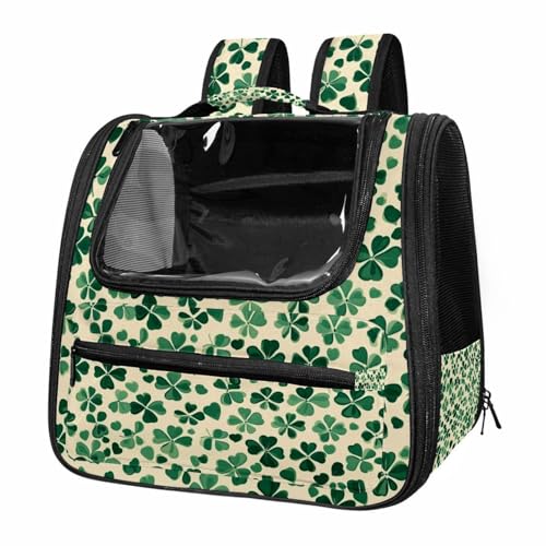 otnrnondcl Green Clovers (1) Cat Backpack Carrier, Large Pet Backpack for Medium Small Dog Cat Puppy Kitty Bunny