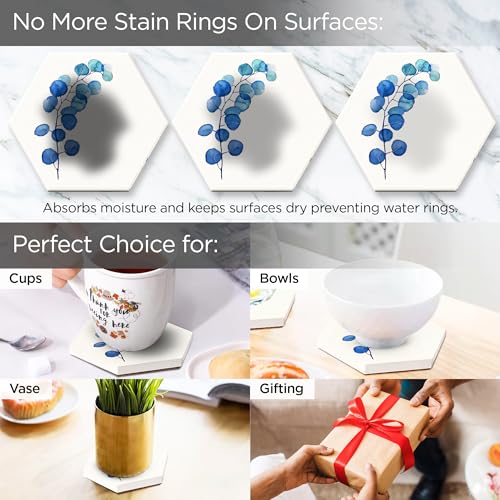 Image of The Better Home Diatomite Coaster Set of 6 (Dia - 10cm) | Dining Table Decor Accessories | Coasters for Coffee Mugs /Glasses /Cups | Absorbent & Heat Resistant | Unique Shape