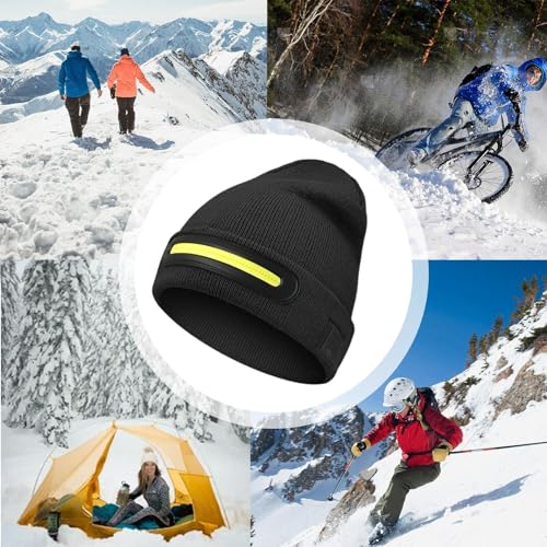 Gorro unisex con luz LED linterna recargable USB para invierno 6