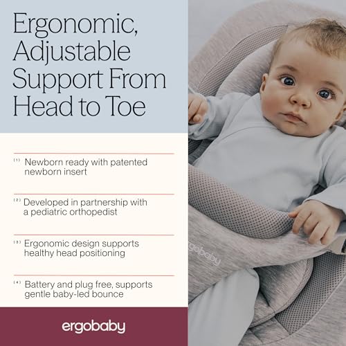 Image of Ergobaby Evolve 3-in-1 Bouncer Seat for Babies and Toddlers 5.5-25 lbs | Multi Position Baby Rocker Seat with Adjustable Heights, Secure Harness, Newborn Insert, Sage Green
