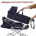 Eichhorn Kinderwagen 417RFS-K041-AIR-FTC Kombikinderwagen mit Lederriemengestell mit Schiebehöhenverstellung mit Fester Tragetasche LuxVariante Luftrad marineblau, blau