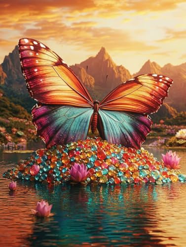 Diamond Painting Papillon Mer 70x95cm - Kit Anti-Stress Broderie Diamant Adulte s-145