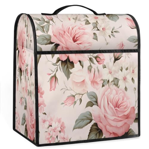 Coffee Maker Cover Pink Flower Kitchen Appliance Covers Small Appliance Covers Blender Cover Juicer Cover Dust Covers for Kitchen Appliances with Top Handle and Pockets,Washable,C823