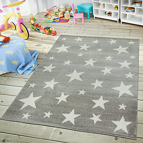Image of Paco Home Kids Rug with Star for Children's Room Starry Sky Design, Size:2'8" x 4'11", Color: Grey