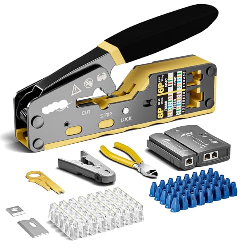 8 in 1 RJ45 Cat6 Cat5e �����H��L�b�g �����H��A�P�[�u���e�X�^�[�A���C���[�J�b�^�[�A�u���[�h�A50�� �R�l�N�^�ƃu�[�c