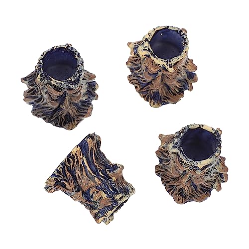 Mikikit 4pcs Resin Reptile Feeding Bowls Durable Snake Water Dishes Crawling Pet Food Holders for Terrarium for Lizards Frogs and Turtles Spill Resistant Design