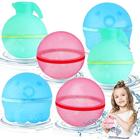 6 Stück Wasserbomben, Wiederverwendbare Splash Ball Schnell Befüllbar Wasserbomben Set, Silikon Wasserballons Cover