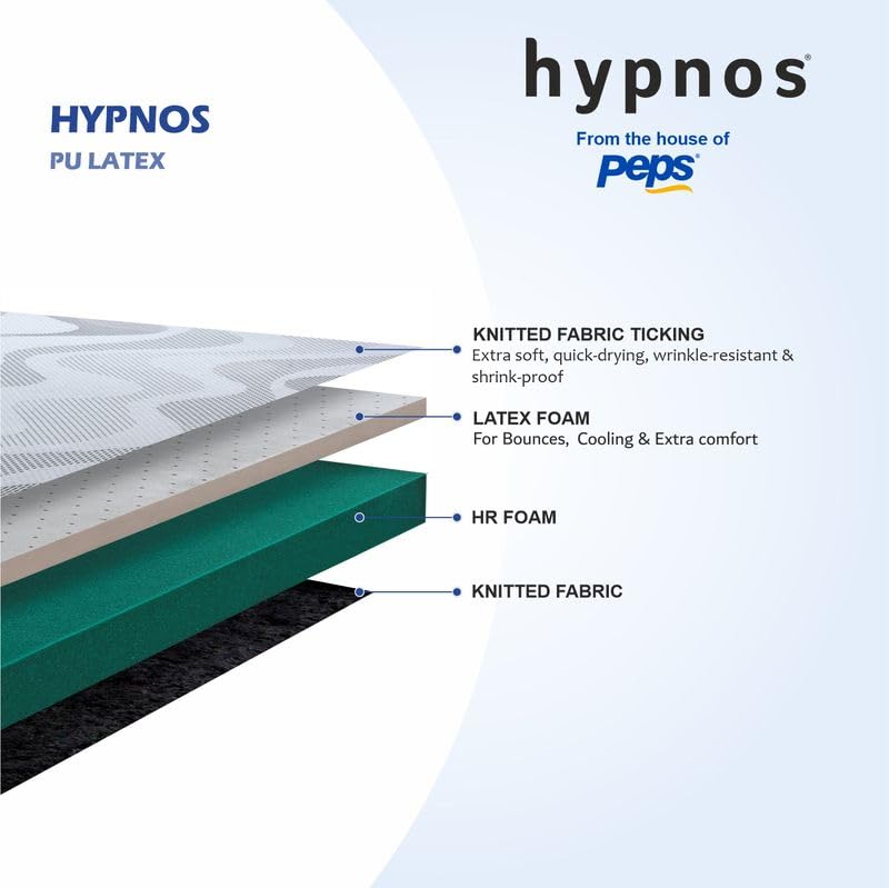 Image of Hypnos by Peps 6 Inch Latex Mattress | Orthopedic & Pressure Relief | Cooling with Extra Bounce | Eco-Friendly | Soft Knitted Fabric | 10 Year Warranty |King Size Mattress 84X72 Inches