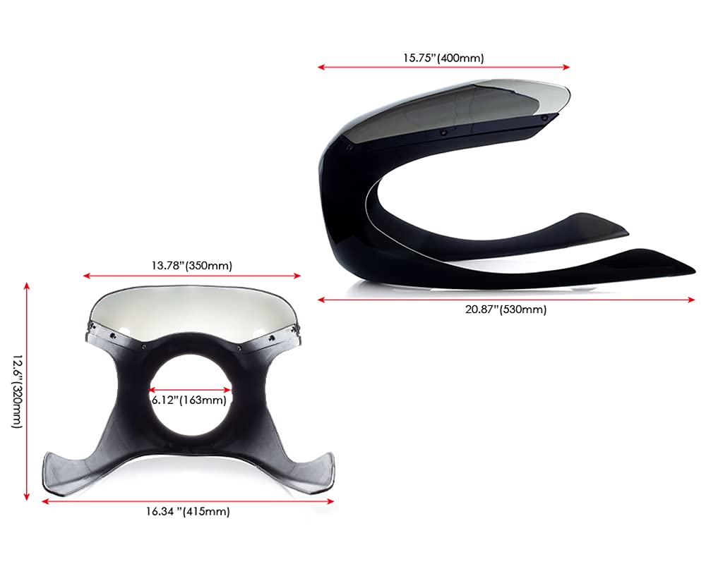 Alchemy Parts Cafe Racer Verkleidungsmaske - Schwarz, Universell, Mit Windschutzscheibe