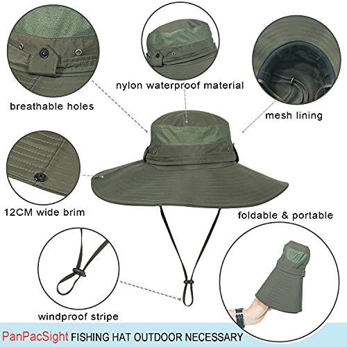Image of Super Wide Brim Sun Fishing Hat Safari UPF50+ Bucket Boonie Cap for Gardening Hiking Camping