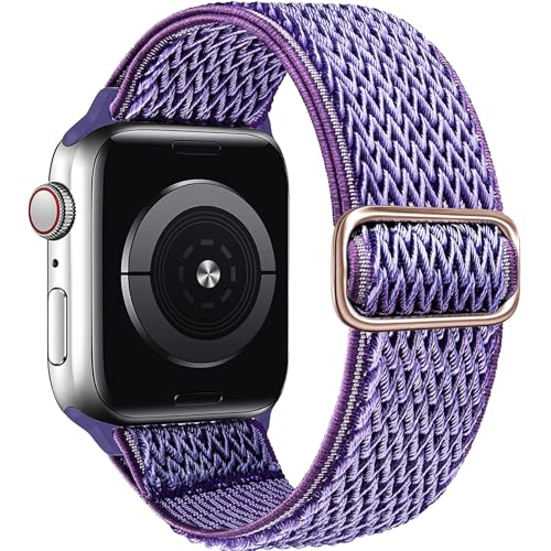 Stretchy Braided Solo Loop Compatible for Apple Watch Band 38mm 40mm 41mm 42mm 44mm 45mm 46mm 49mm...