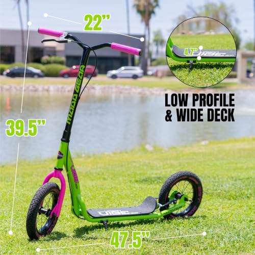 Image of Madd Gear Large Kick Scooter for Adults, Teens & Kids 8-12 with Kickstand - 12 inch Air-Filled Tires, Wide Deck, Lightweight Steel Frame - Metro Urban Glide 300