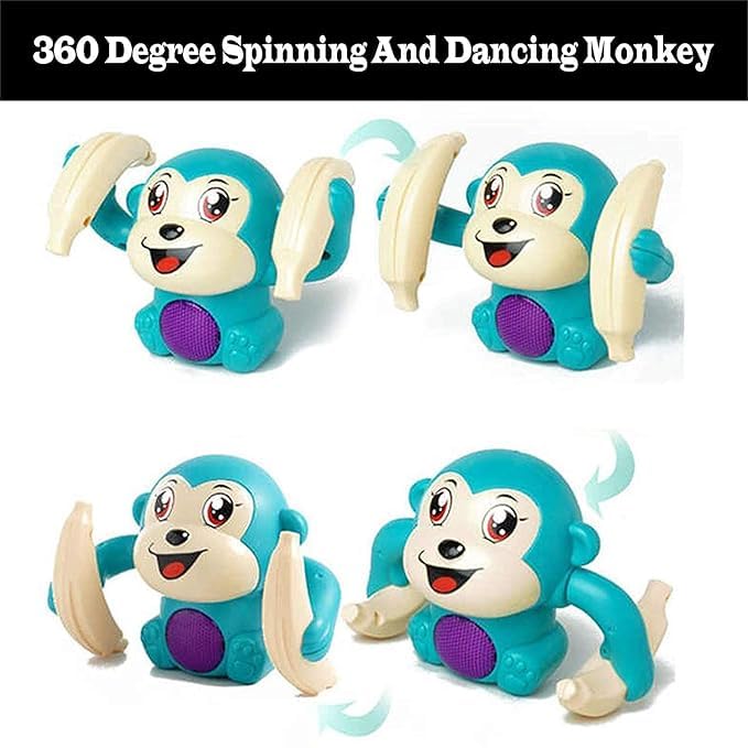 Image of Battery Operated Voice Control Monkey Toy with Musical, Dancing, Spinning,Rolling and Sensor Feature for Gifts /Kids /Babies /Boys /Girls|Blue Color, Power Source:3xAAA Battery(Not Included)